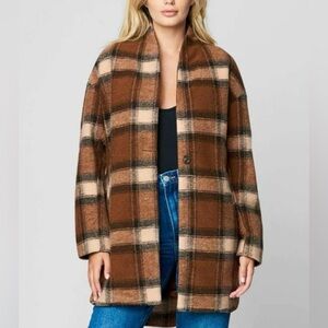 Blank NYC XS Plaid Cocoon Wanderer Coat